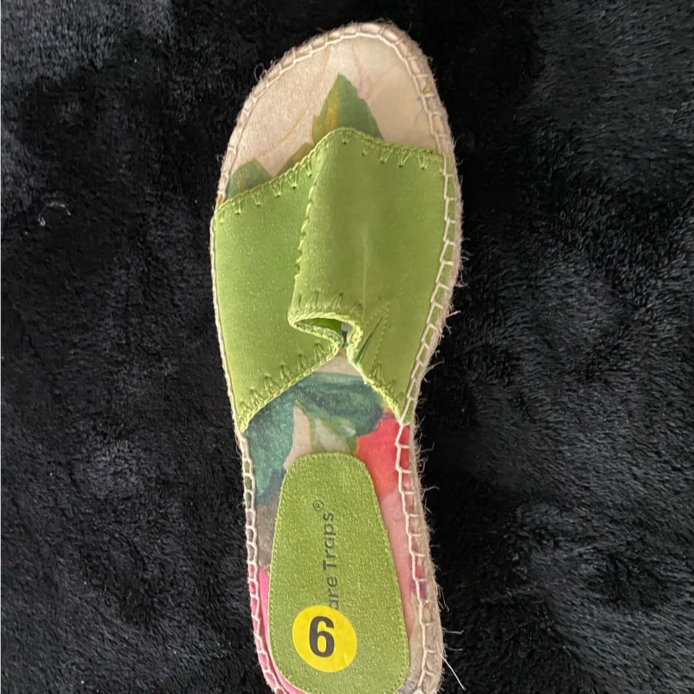 Bare Traps Lime green Suede Espadrille Slides, New - Picture 4 of 8